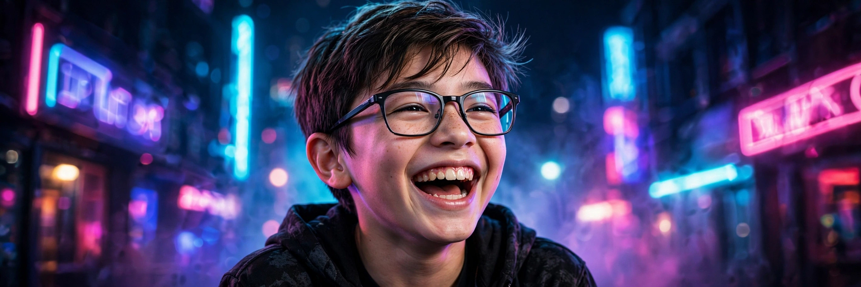 Young person smiling in eyeglasses